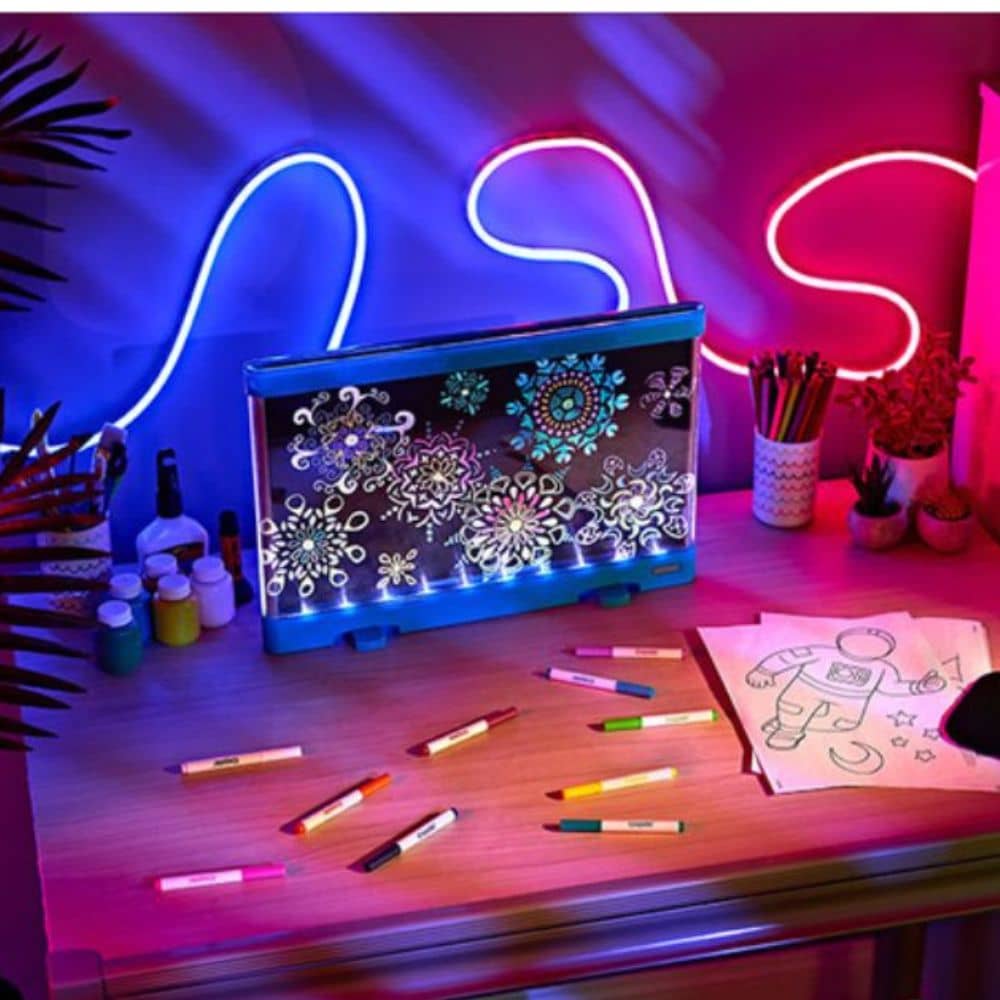 Colorvibe - LED-Leuchttafel zum Malen mit 10 Gel-Filzstiften - Blau