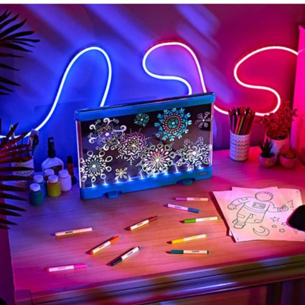Colorvibe - LED-Leuchttafel zum Malen mit 10 Gel-Filzstiften - Blau