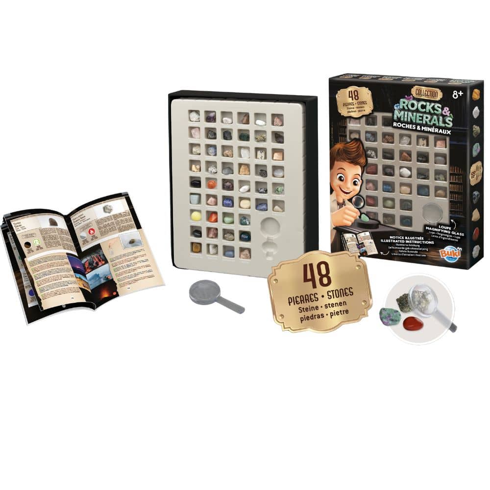 Mineraliensammlung für Kinder - Sammlung Gesteine & Mineralien (48 Steine)