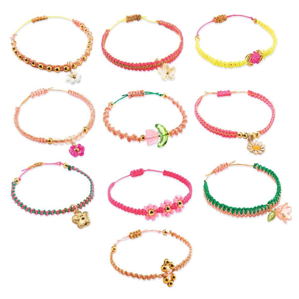 10 fertige Makramee-Armbänder mit Perlen und Anhängern