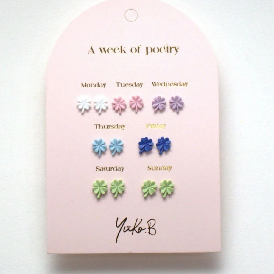 Yuko B. Ohrstecker-Set Poesie-Woche Glück mit 7 Paar
