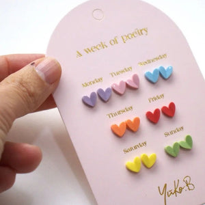 Yuko B. Ohrstecker-Set Poesie-Woche Herzen mit 7 Paar - Ansicht 4