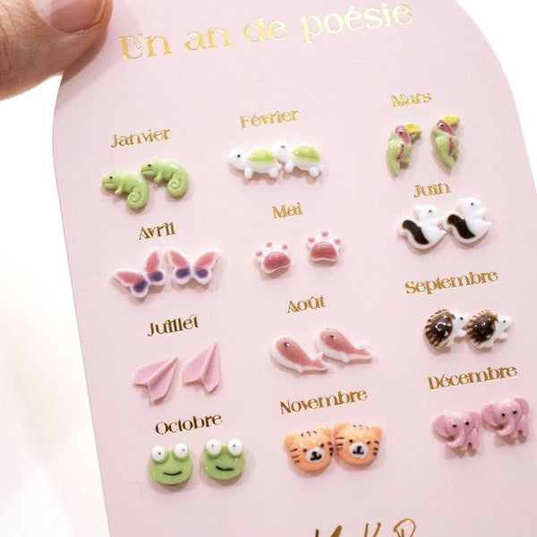 Yuko B. Ohrstecker-Set Poesie-Jahr Dschungel mit 12 Paar - Ansicht 4