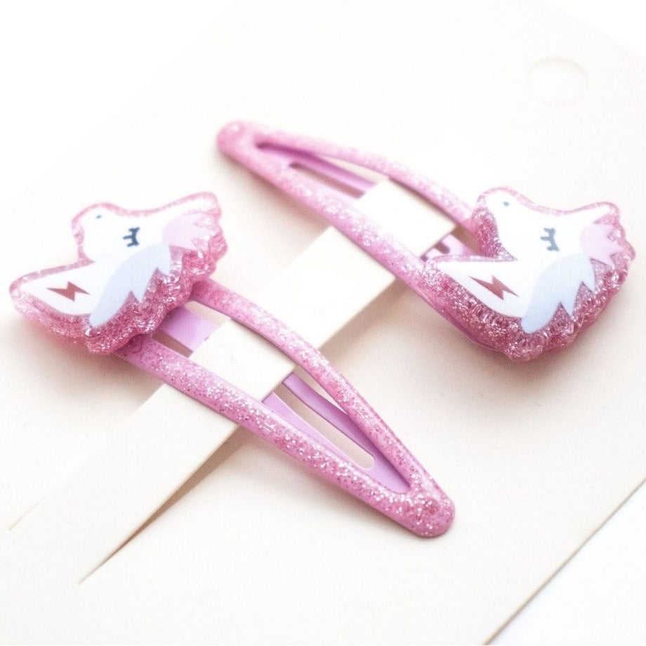 Yuko B. Haarspangen Einhörner, Glitzer-Rosa