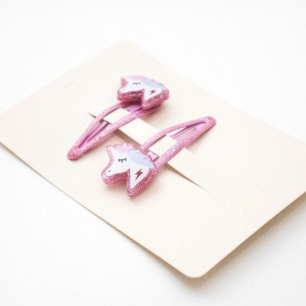 Yuko B. Haarspangen Einhörner, Glitzer-Rosa - Ansicht 4