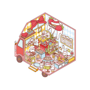 Janod Cosy Stickers Tiny Trucks - fertige Szene roter Truck