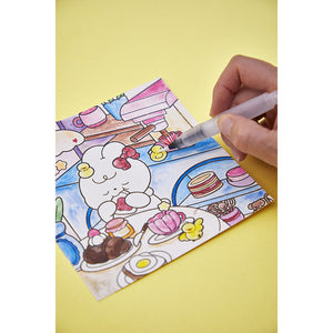 Teilweise bemaltes Aquarell-Motiv mit Teeparty