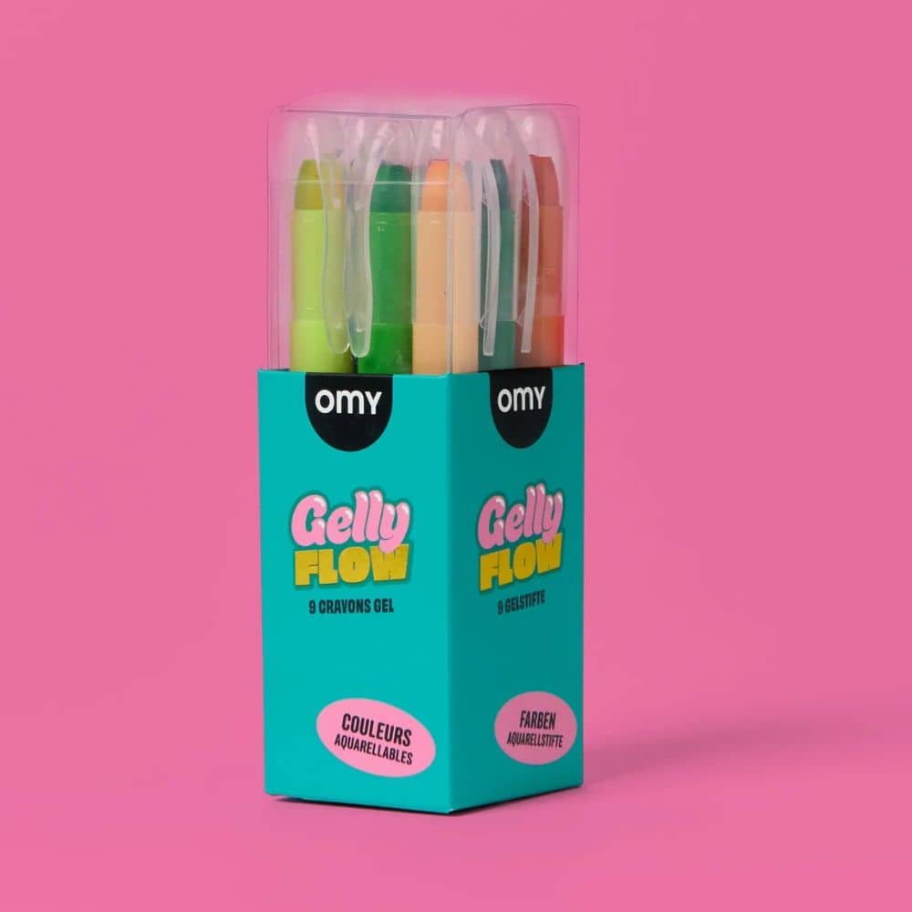 Gelstifte Gelly Flow von OMY in der Verpackung