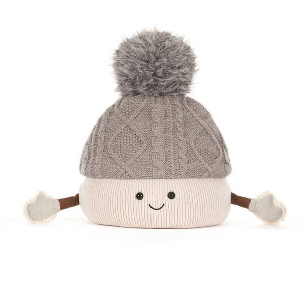 Jellycat Plüsch-Bommelmütze in Beige mit Gesicht und Ärmchen, 26 cm - Ansicht 3