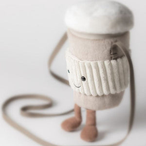 Jellycat Plüschtasche Coffee-to-go-Becher mit Gesicht, Nahaufnahme
