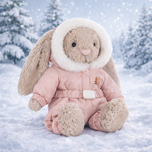 Plüschhase im Winteranzug – beige 31 cm