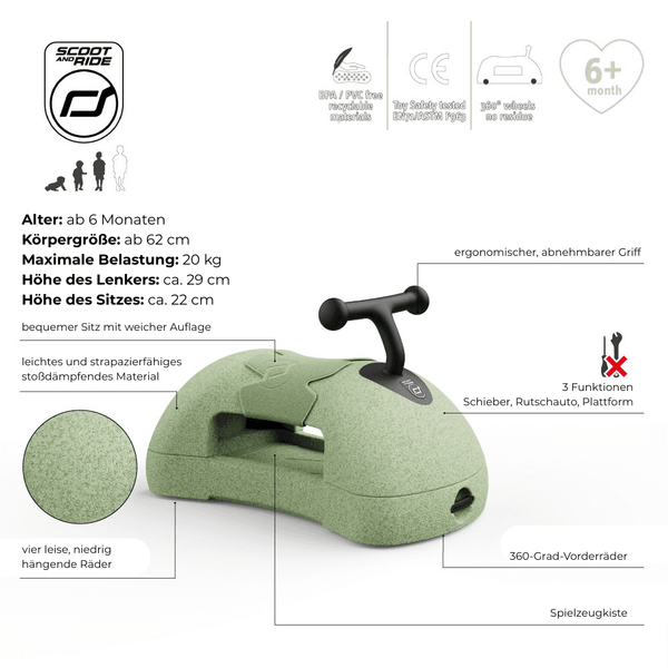 Rutschfahrzeug 3 in 1 My First – Olive