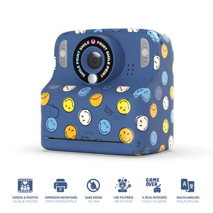 Kinderkamera mit Sofortdruck - PixiPrint Smiley World, Blau (ab 3 Jahren)