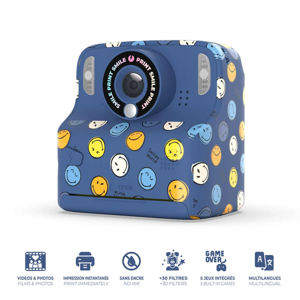 Kinderkamera mit Sofortdruck - PixiPrint Smiley World, Blau (ab 3 Jahren)
