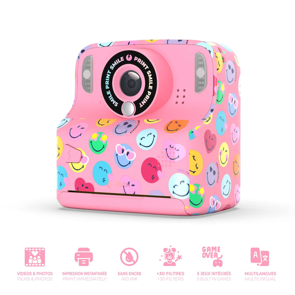 Kinderkamera mit Sofortdruck MOB PixiPrint Smiley World in Rosa