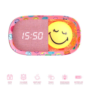 Kinderwecker mit Nachtlicht - Smiley World, Rosa (ab 3 Jahren)