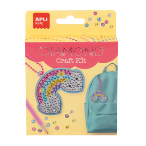 Diamant Schlüsselanhänger Bastelset Kinder von Apli Kids mit Regenbogen-Design für kreative Bastelprojekte