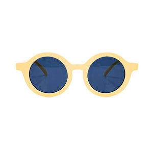 FOLLOW the duck Sonnenbrille Craspedia – Banana Bay 3–8 Jahre mit gelbem rundem Rahmen und blauen Gläsern