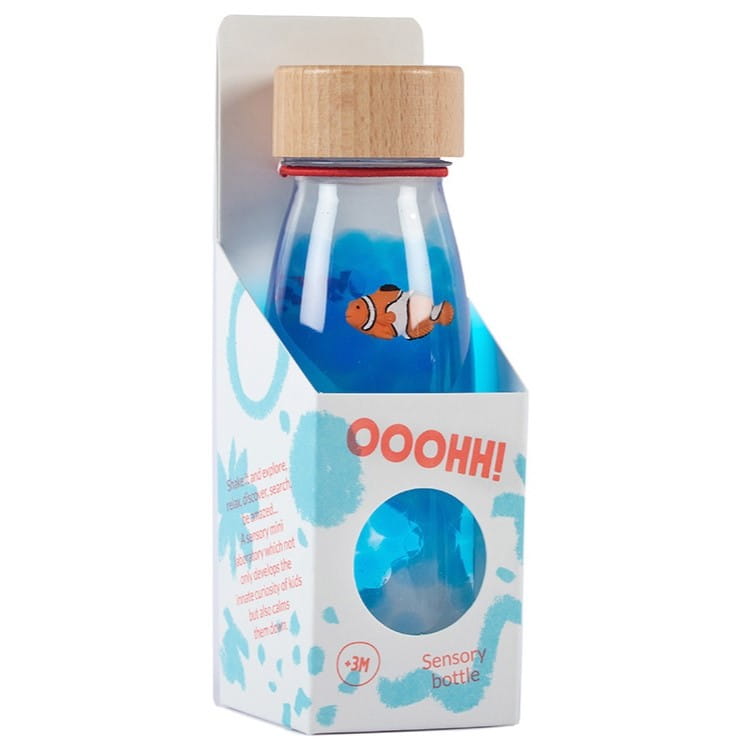 Beobachtungsflasche Fische Kinder mit bunten Wasserperlen und einem Clownfisch-Design