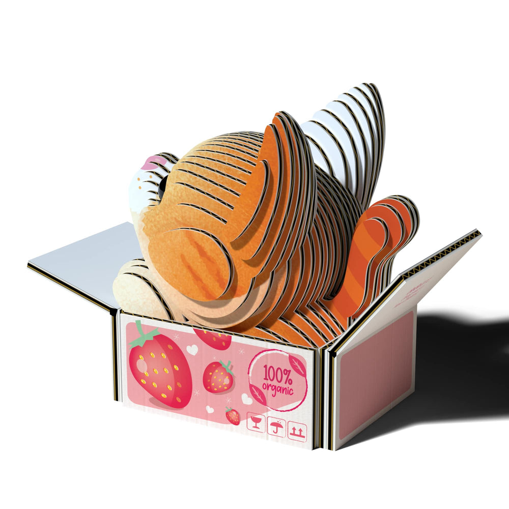 Eugy Katzen-Puzzle aus 100 Prozent organischem Material in einer bunten Verpackung