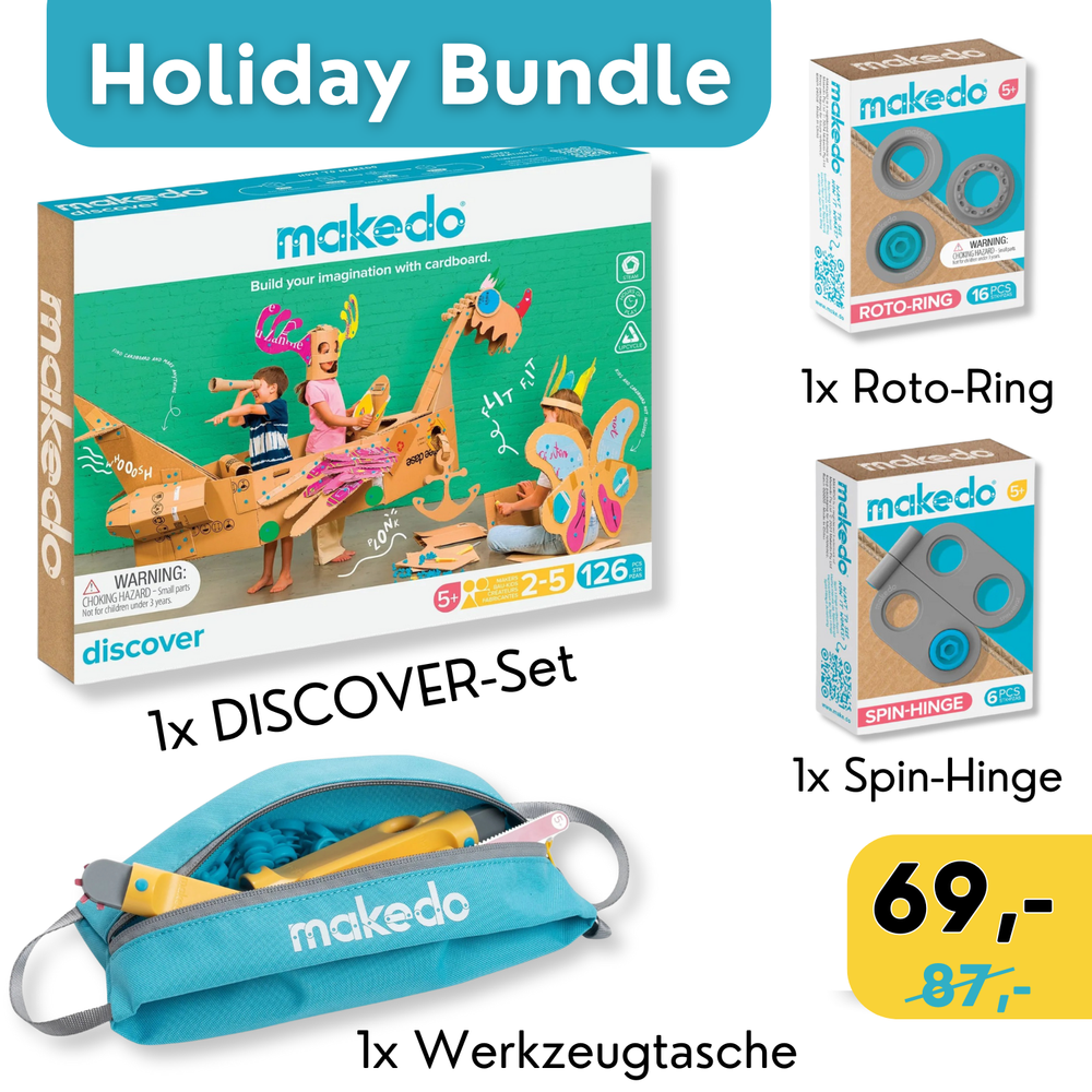 Holiday Bundle – DIY Werkzeugset aus Karton mit 149 Teilen für kreative Konstruktionen