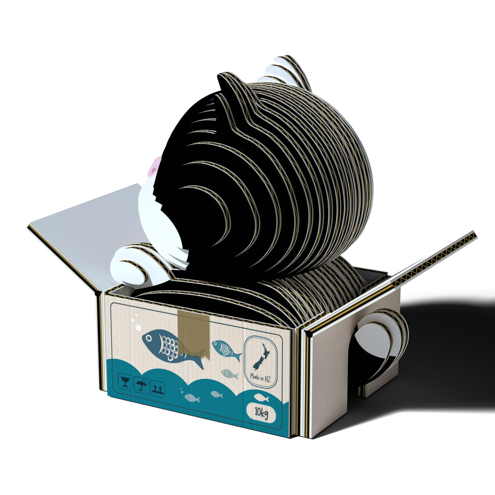 Eugy Öko Puzzle 3D Katze in einem Karton mit detaillierten Schichten und buntem Design