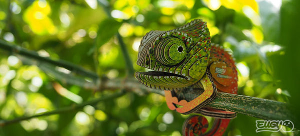 Eugy 3D Öko-Puzzle Chamäleon aus Karton für kreative Bastelprojekte im Garten