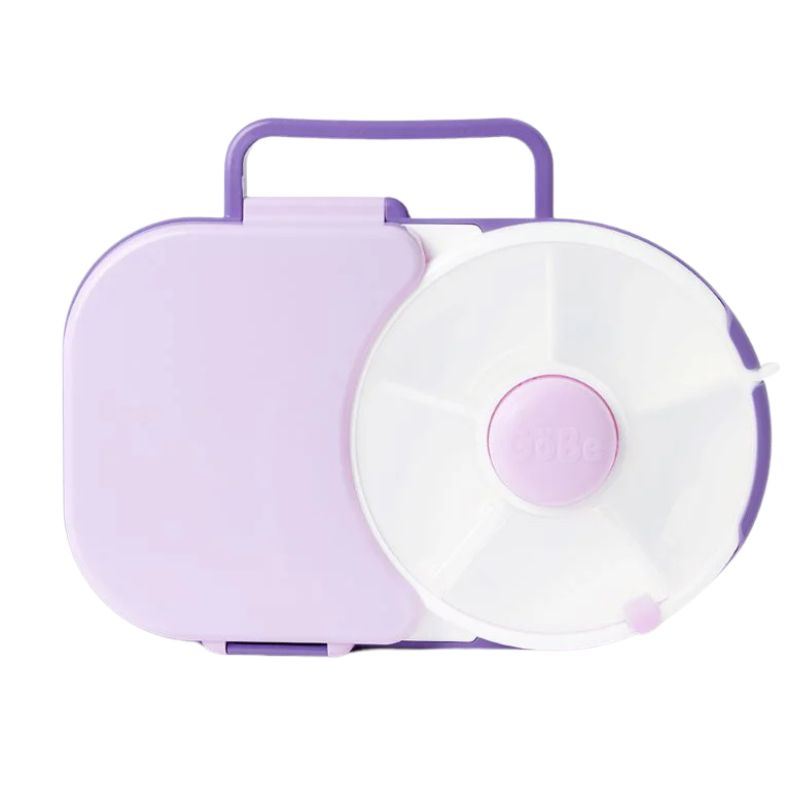 Gobe Frühstücksbox für Kinder Lunchbox Snack Spinner 2in1 in Trauben-Lila mit rundem Dreheinsatz