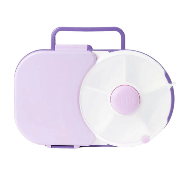 Gobe Frühstücksbox für Kinder Lunchbox Snack Spinner 2in1 in Trauben-Lila mit rundem Dreheinsatz