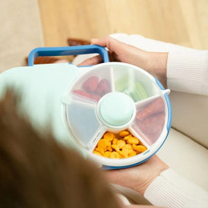 Gobe Frühstücksbox für Kinder Lunchbox Snack Spinner 2in1 – Blueberry Blue mit Fächern und Snacks