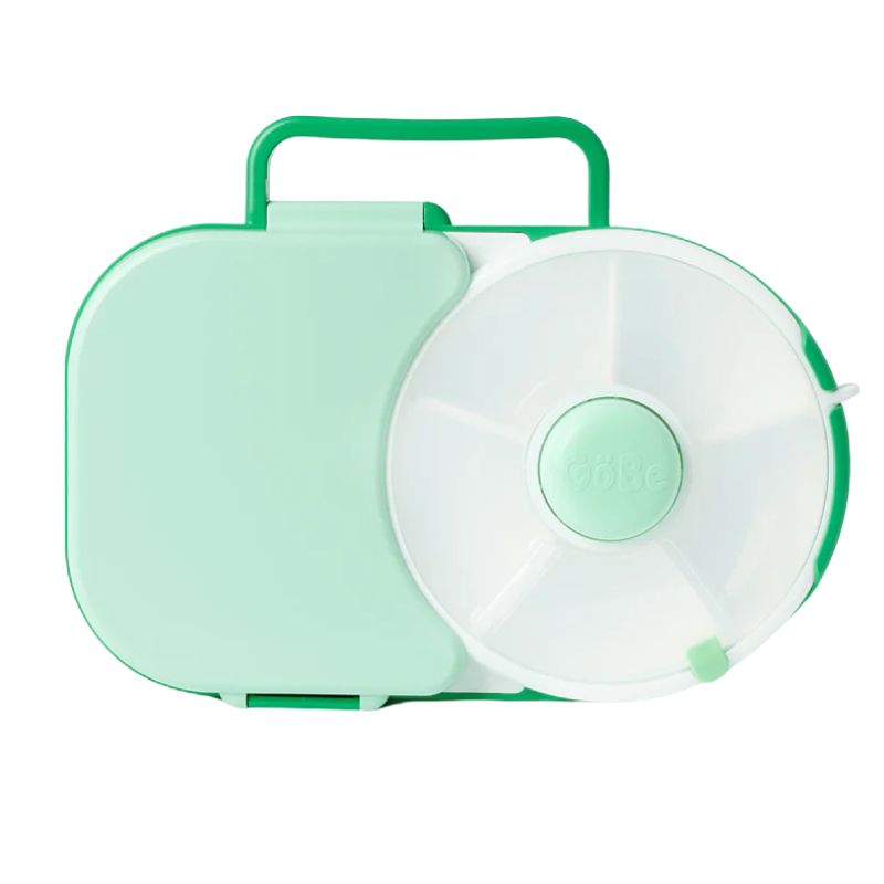 Frühstücksbox für Kinder Lunchbox Snack Spinner 2in1 – Sage Green Lunchbox mit drehbarem Fach und praktischem Griff