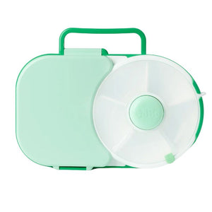 Frühstücksbox für Kinder Lunchbox Snack Spinner 2in1 – Sage Green Lunchbox mit drehbarem Fach und praktischem Griff
