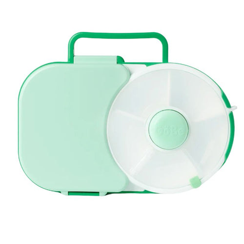 Frühstücksbox für Kinder Lunchbox Snack Spinner 2in1 – Sage Green Lunchbox mit drehbarem Fach und praktischem Griff