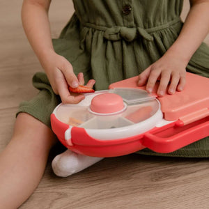Frühstücksbox für Kinder Lunchbox Snack Spinner 2in1 Wassermelone Pink mit Fächern für Snacks