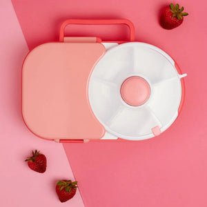 Frühstücksbox für Kinder Lunchbox Snack Spinner 2in1 – Wassermelone Pink von Gobe mit Fächern und Tragegriff