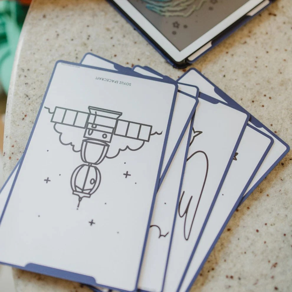 Grafiktablett Kidydraw Mini Galaxie mit interaktiven Zeichnungen und bunten Stiften für kreative Kinder