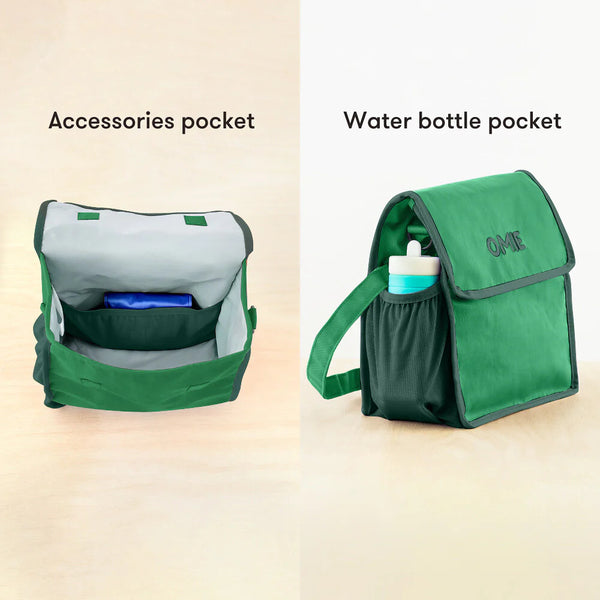 Lunchbag OmieTote – Purple grüne Lunchbag mit Zubehör- und Wasserflaschenfach von OMIE