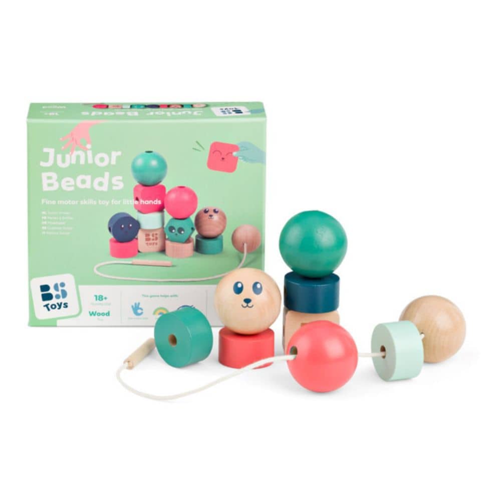 Holz Fädelspielzeug Kinder von BS Toys mit bunten Perlen für motorische Fähigkeiten