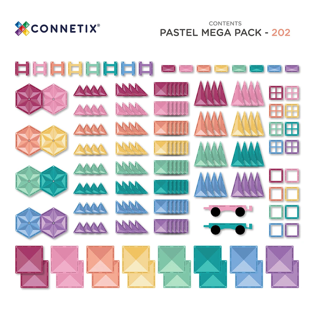 Magnetbausteine – Pastell Mega-Set 202 Teile