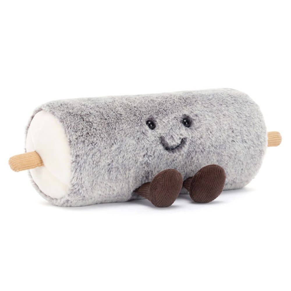 Jellycat Ziegenkäse Kuscheltier in grauer Farbe mit freundlichem Gesicht und niedlichen Beinen