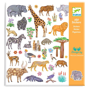 Kenia Sticker Set für Kinder mit 160 bunten Tieren und Pflanzen für kreatives Basteln