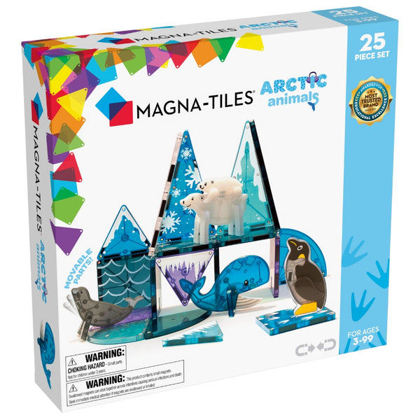 MAGNA-TILES Magnetbausteine arktische Tiere im 25 Teile Set mit Eisbär, Wal und Pinguin