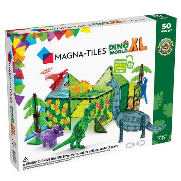 Magnetbausteine Dino World XL Set mit 50 Teilen und beweglichen Dinosauriern für kreatives Spielen