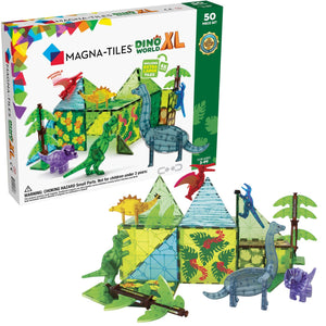 MAGNA-TILES Magnetbausteine Dino World XL Set mit 50 Teilen für kreatives Spielen und Bauen