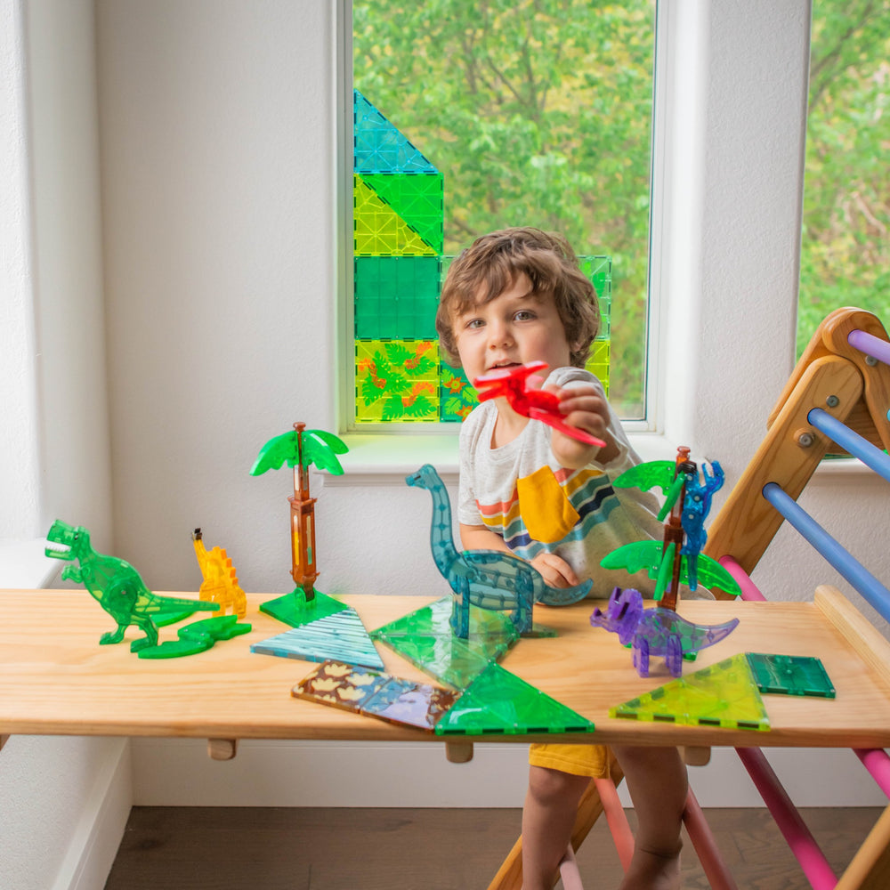 MAGNA-TILES Magnetbausteine Dino World XL Set mit 50 Teilen für kreatives Spielen und Bauen