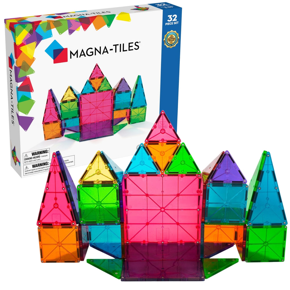 MAGNA-TILES Magnetbausteine Kinder im 32-teiligen Set in bunten Farben für kreatives Spielen