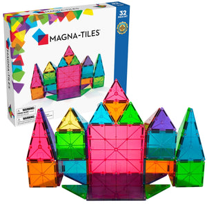 MAGNA-TILES Magnetbausteine Kinder im 32-teiligen Set in bunten Farben für kreatives Spielen