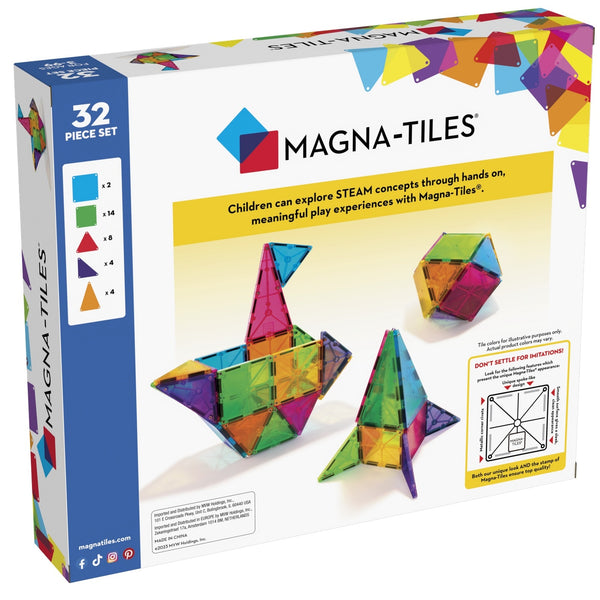 MAGNA-TILES Magnetbausteine Kinder im 32-teiligen Set für kreatives Spiel und STEM-Lernen