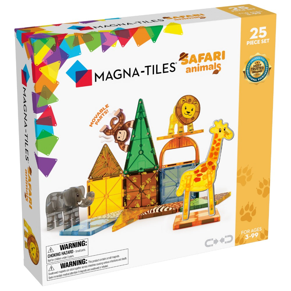 MAGNA-TILES Magnetbausteine Safari Tiere im Set mit 25 bunten Elementen für kreatives Spielen
