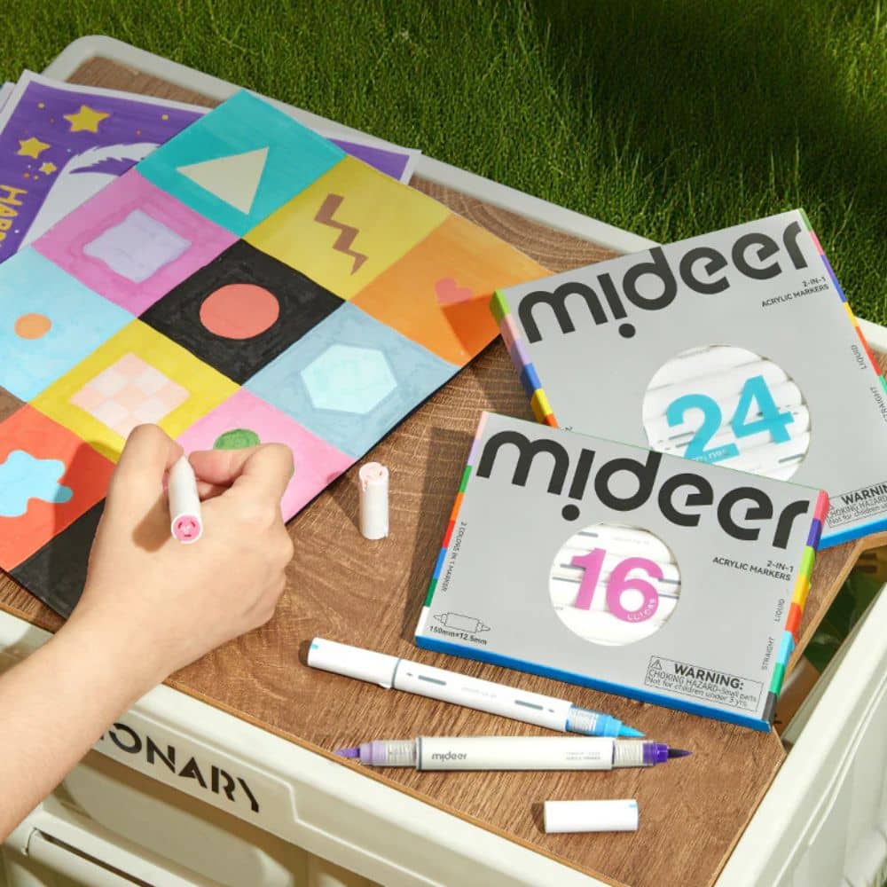 Mideer Acrylmarker Set 24 Farben in einem praktischen 2-in-1 Marker-Design